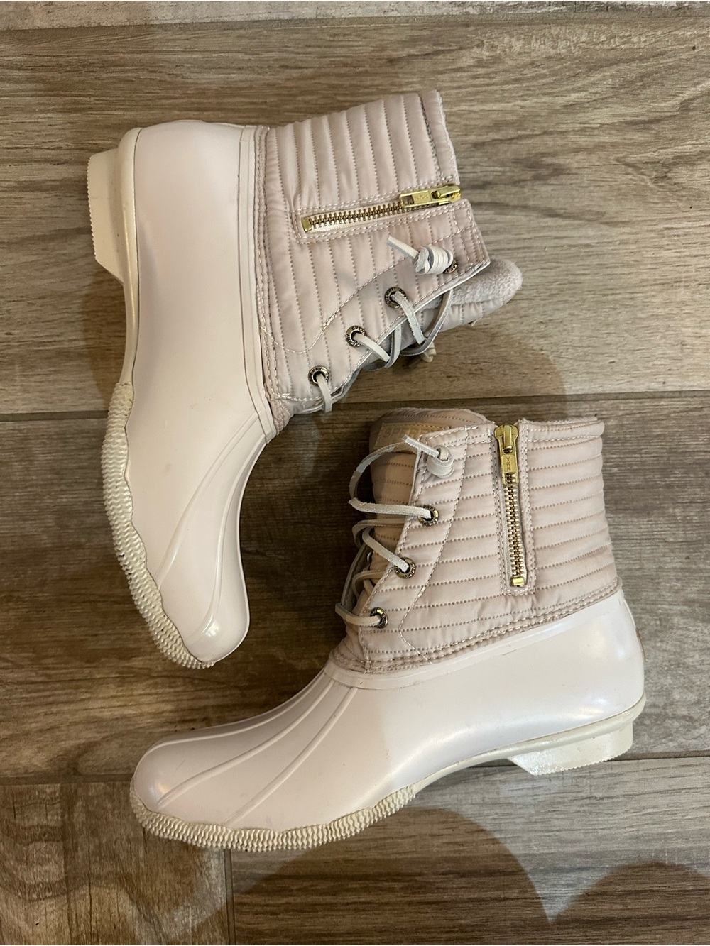 Sperry Quilted Lace-Up Ankle Rain Boots Sz9